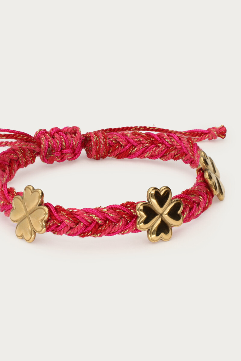 Pink braided bracelet with clover | My Jewellery