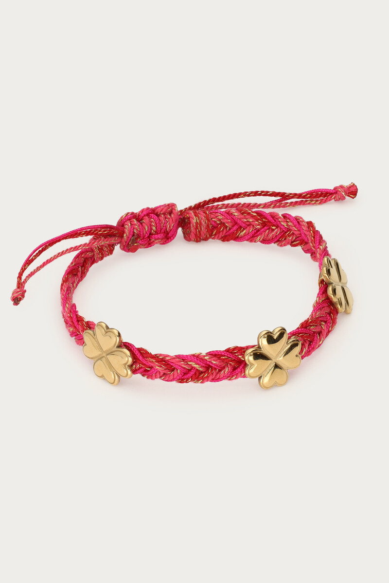 Pink braided bracelet with clover | My Jewellery