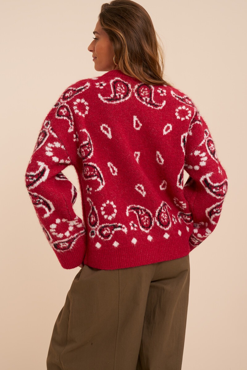 Pink brushed sweater with paisley print | My Jewellery