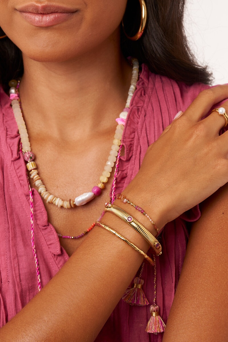 Art pink cord bracelet with beads | My Jewellery