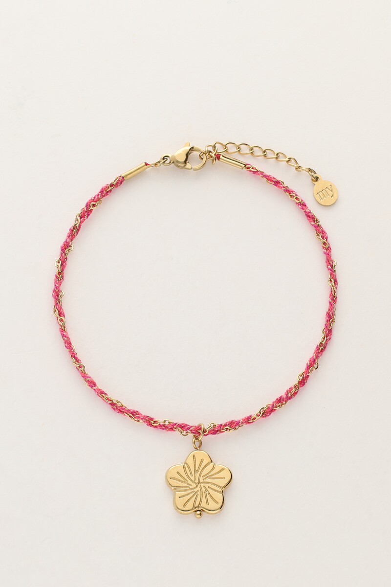 Pink cord bracelet with flower | My Jewellery