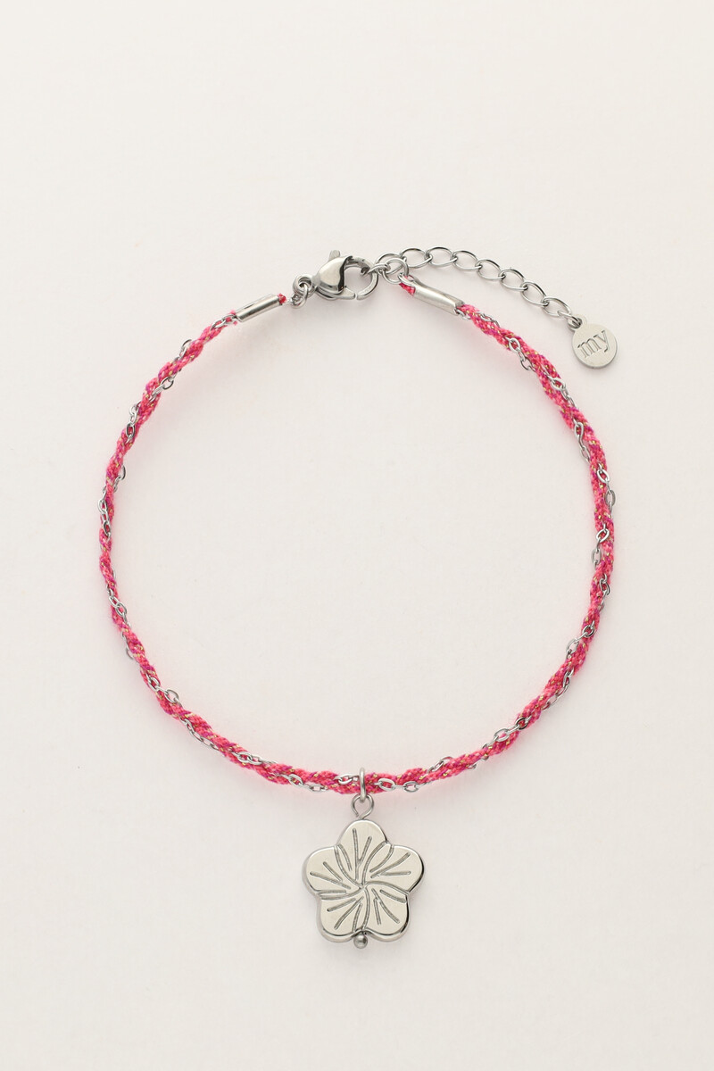 Sunrocks pink cord bracelet with flower