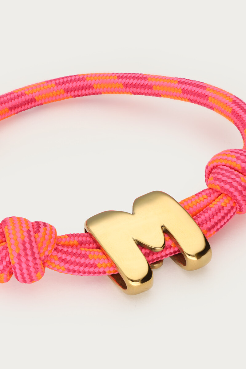 Pink cord bracelet with initial | My Jewellery