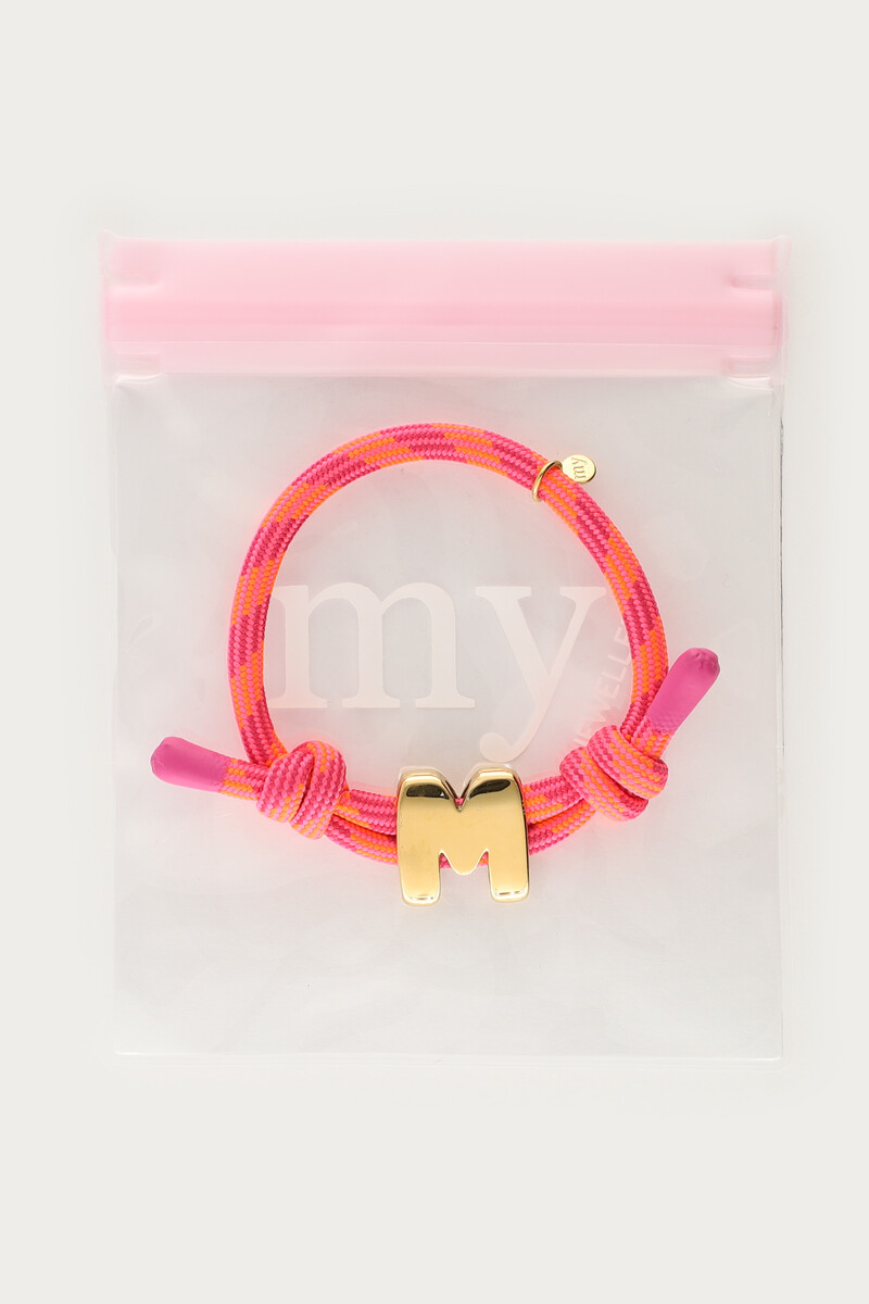 Pink cord bracelet with initial | My Jewellery
