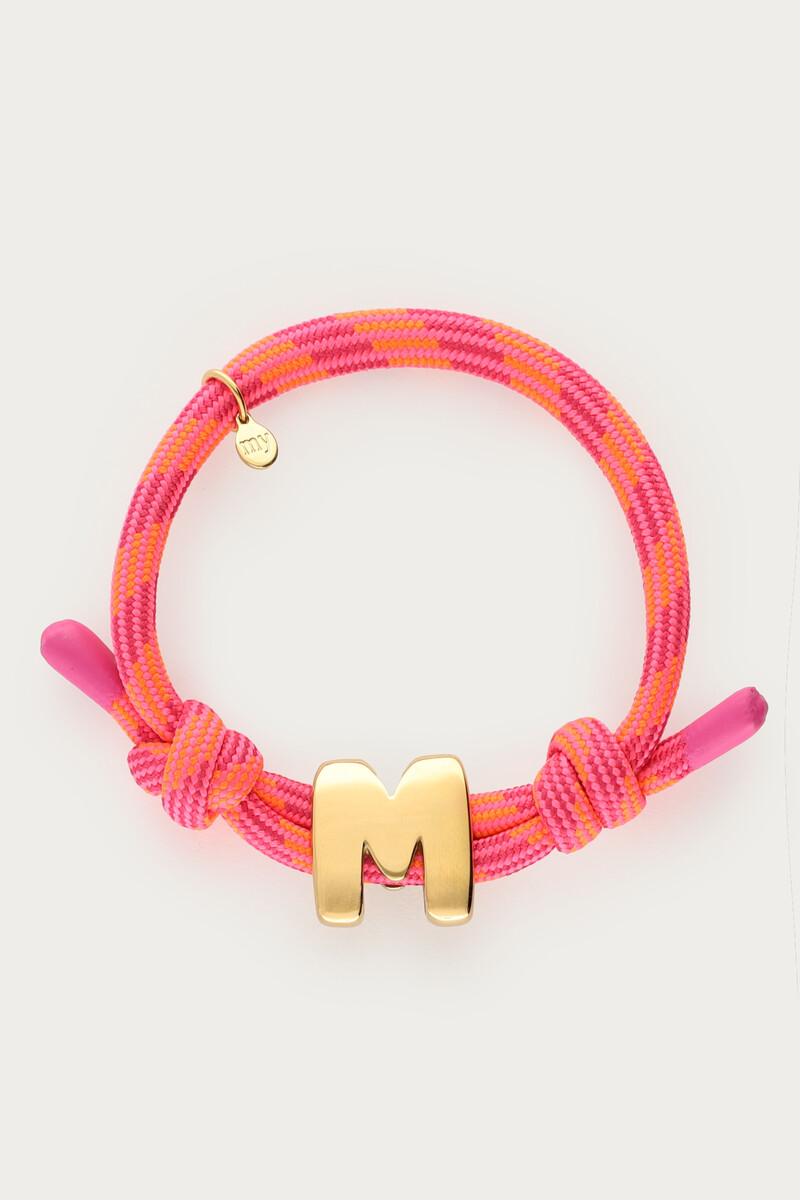 Pink cord bracelet with initial | My Jewellery