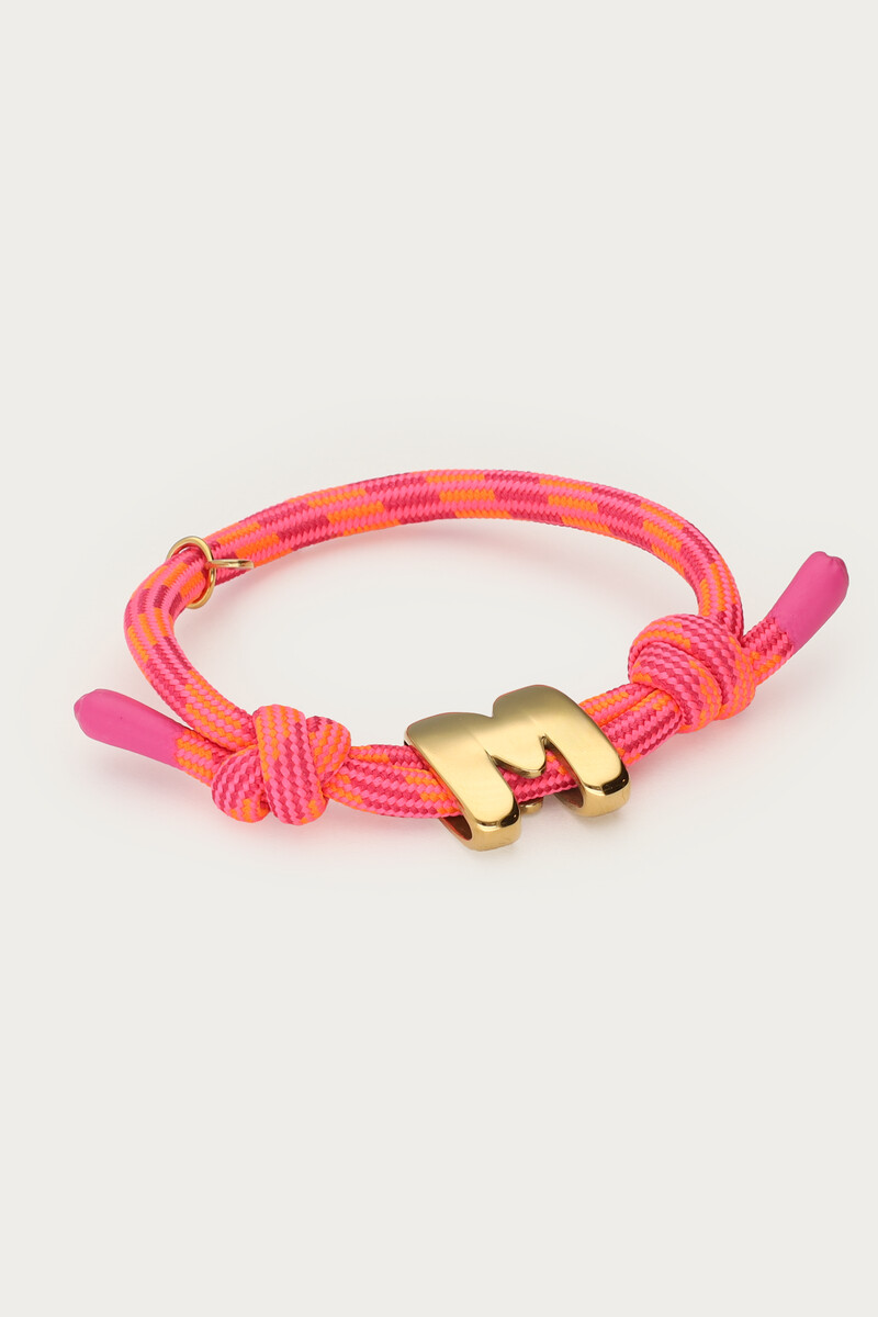 Pink cord bracelet with initial | My Jewellery