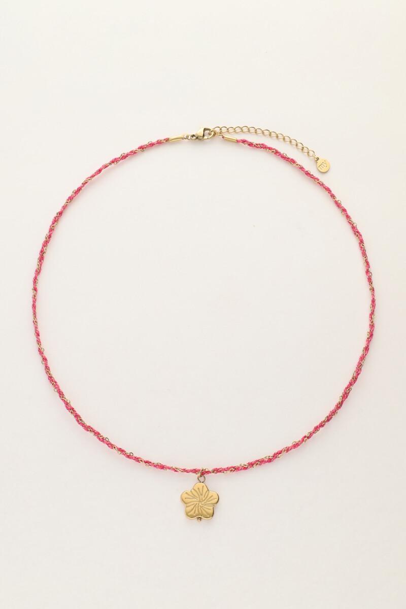 Pink cord necklace with flower | My Jewellery