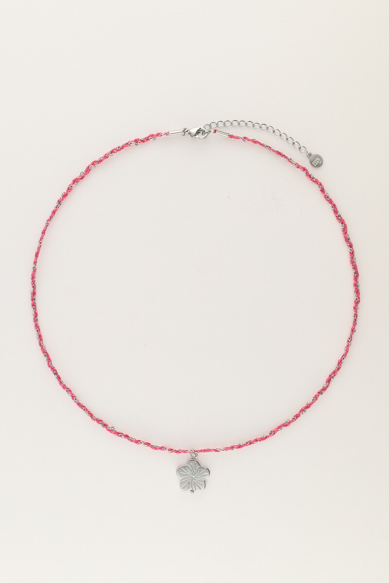 Sunrocks roze koord ketting met bloem