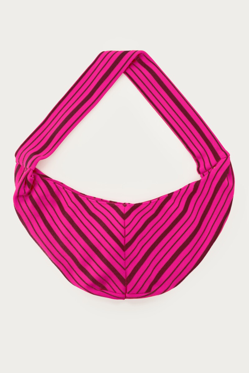 Pink crossbody bag with burgundy stripes | My Jewellery