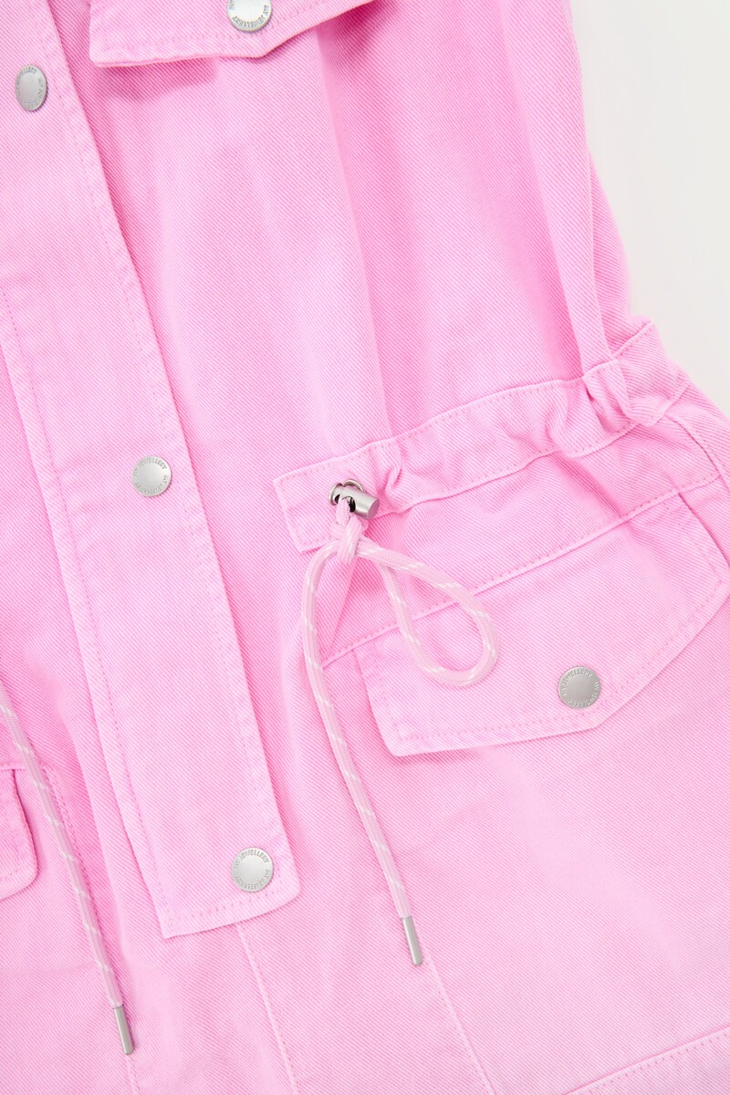 Pink denim playsuit with drawstring details |My Jewellery