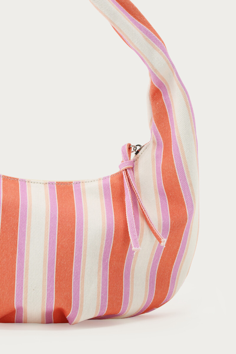 Pink denim shoulder bag with stripes | My Jewellery