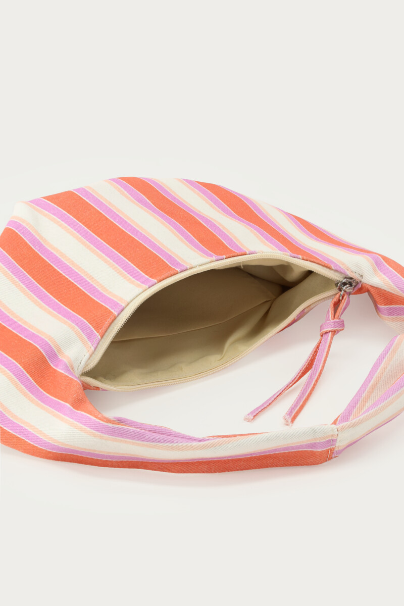 Pink denim shoulder bag with stripes | My Jewellery