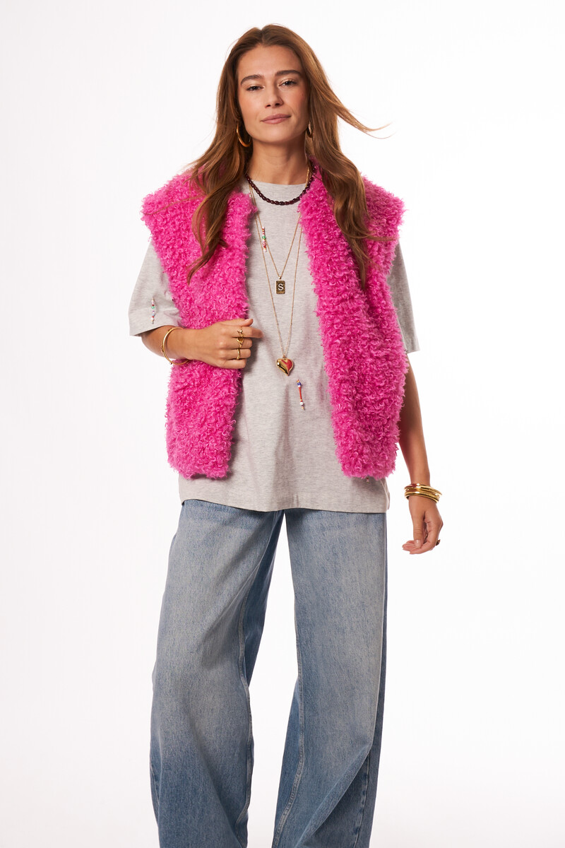 Pink gilet faux fur | My Jewellery