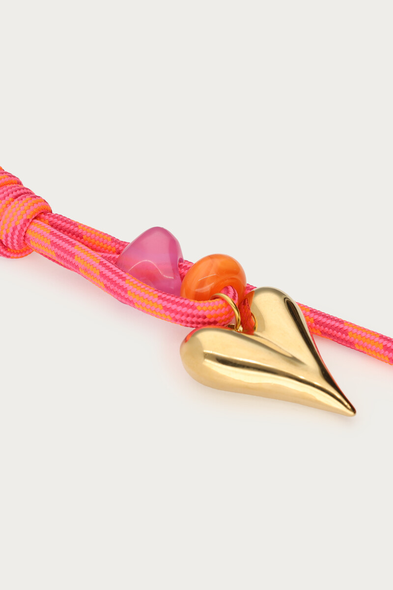 Pink hearts bag charm with cord and beads | My Jewellery