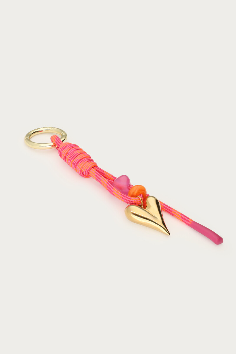 Pink hearts bag charm with cord and beads | My Jewellery