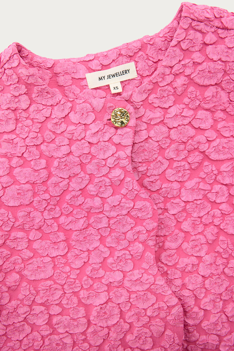Pink jacquard top with button closure | My Jewellery