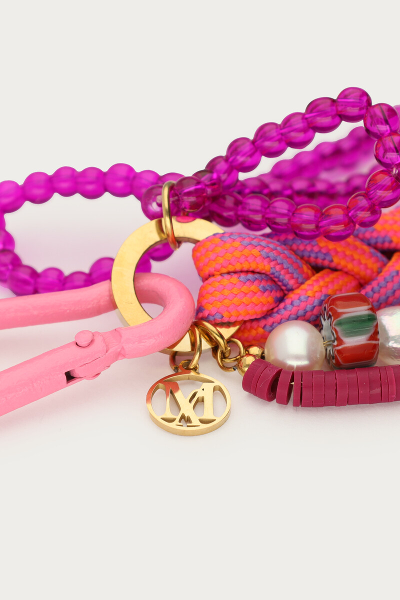 Pink key ring with beads | My Jewellery