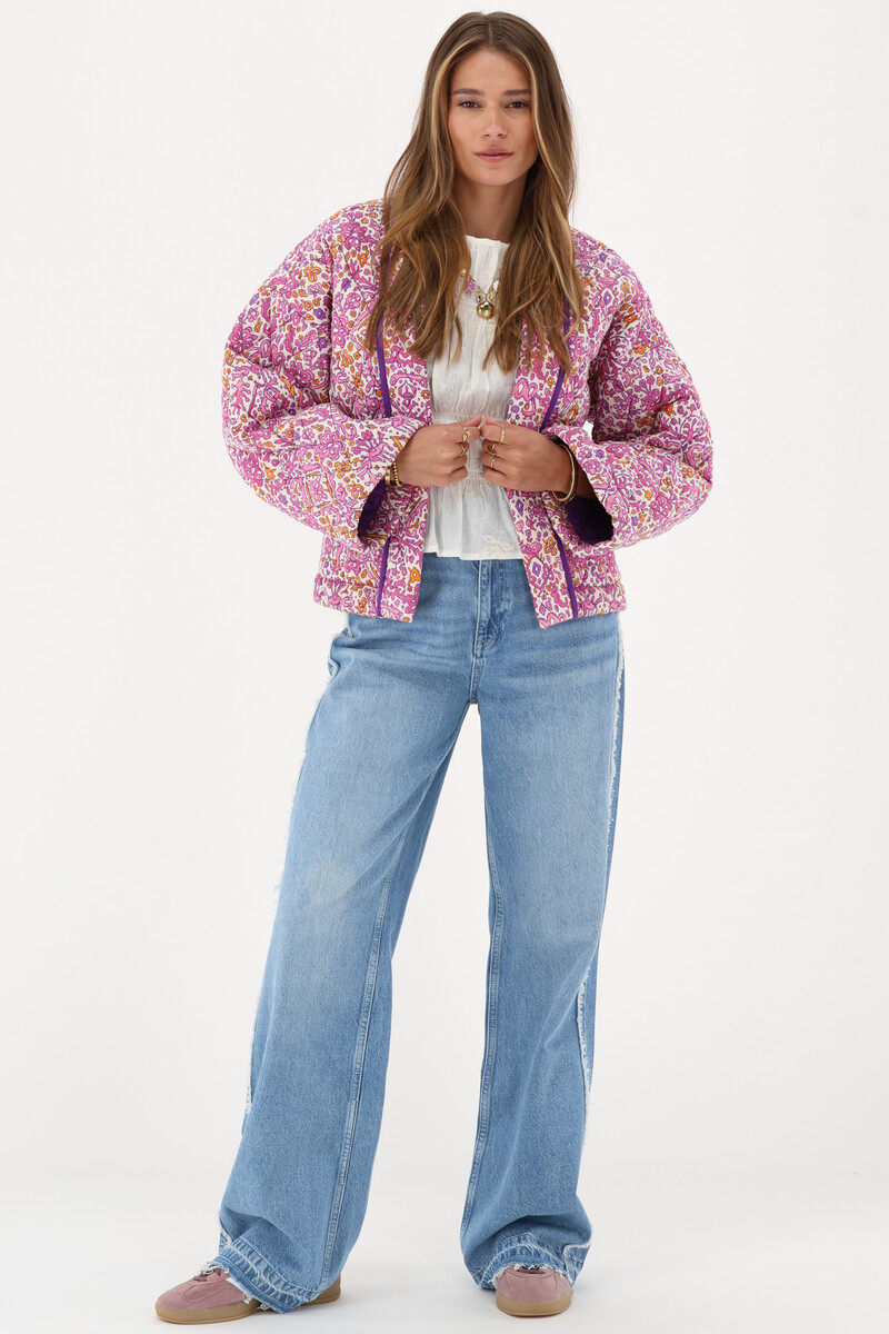 Pink kimono jacket with ikat floral print | My Jewellery