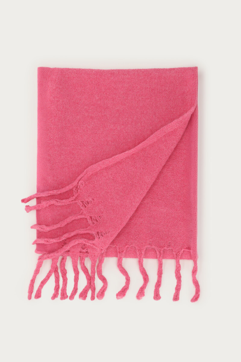 Pink knitted scarf with fringe | My Jewellery