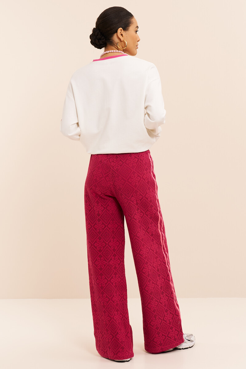 Pink lace trousers with side stripes | My Jewellery