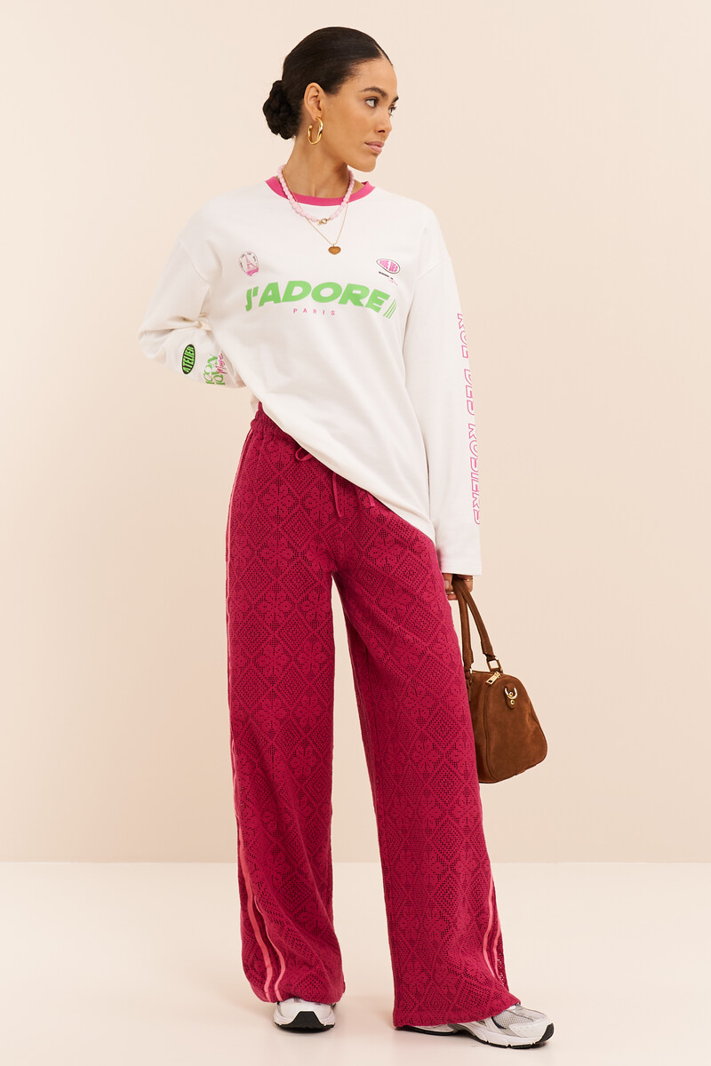 Pink lace trousers with side stripes | My Jewellery