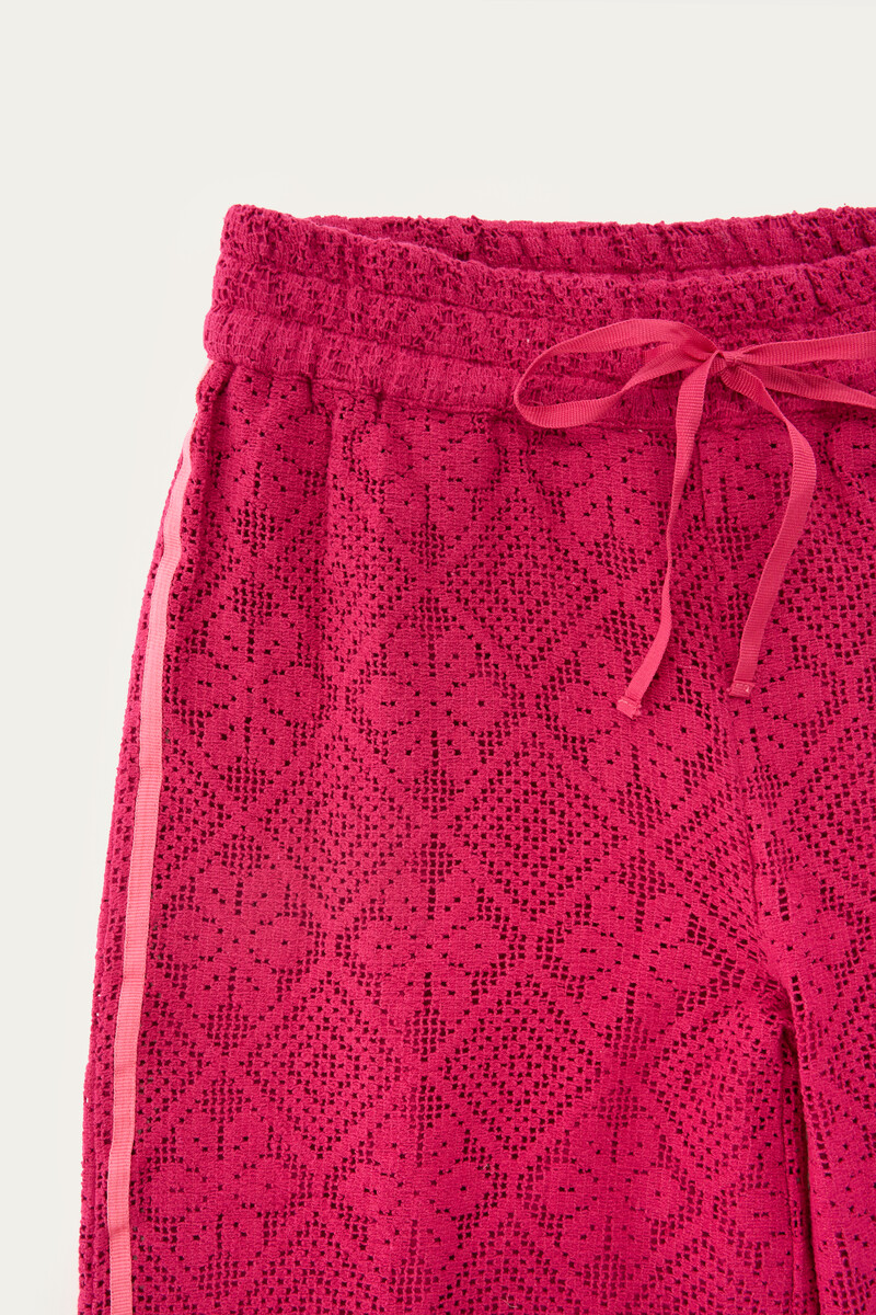 Pink lace trousers with side stripes | My Jewellery