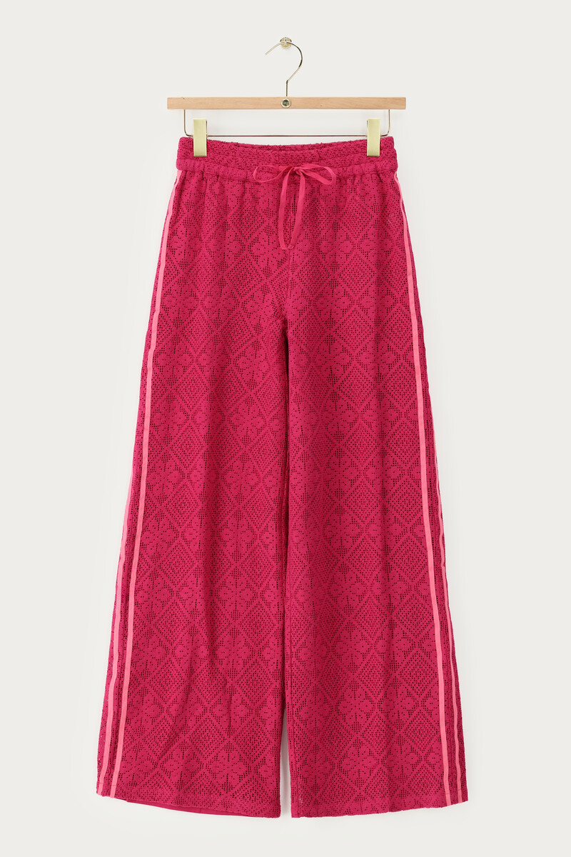 Pink lace trousers with side stripes | My Jewellery