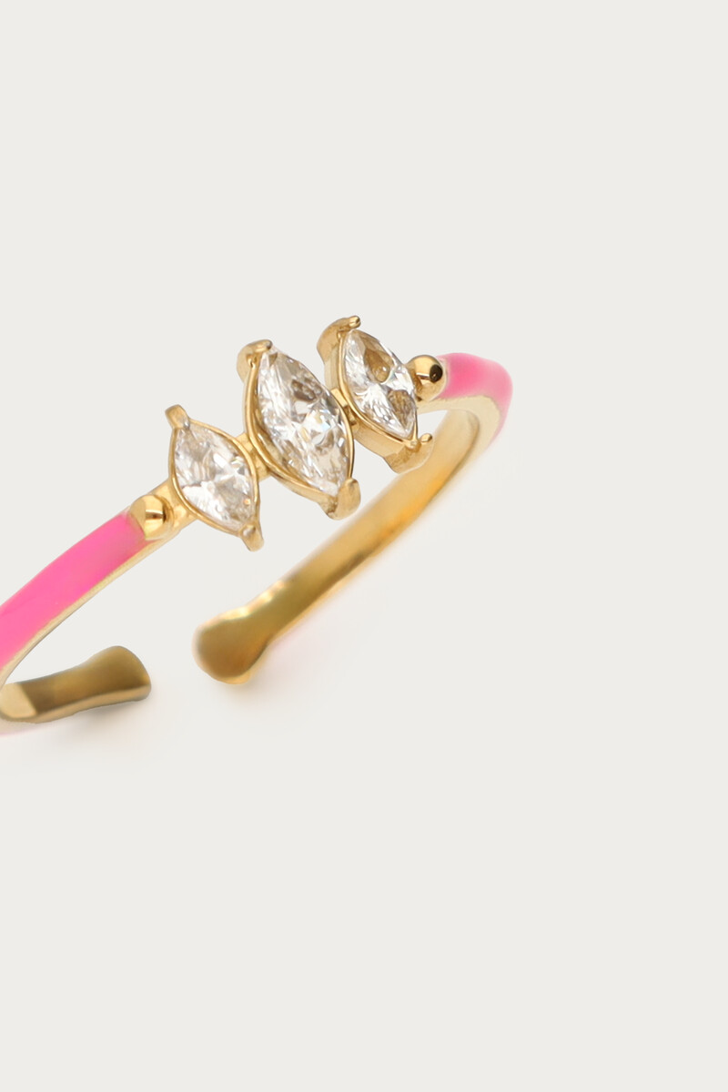 Pink minimalist ring with rhinestones | My Jewellery