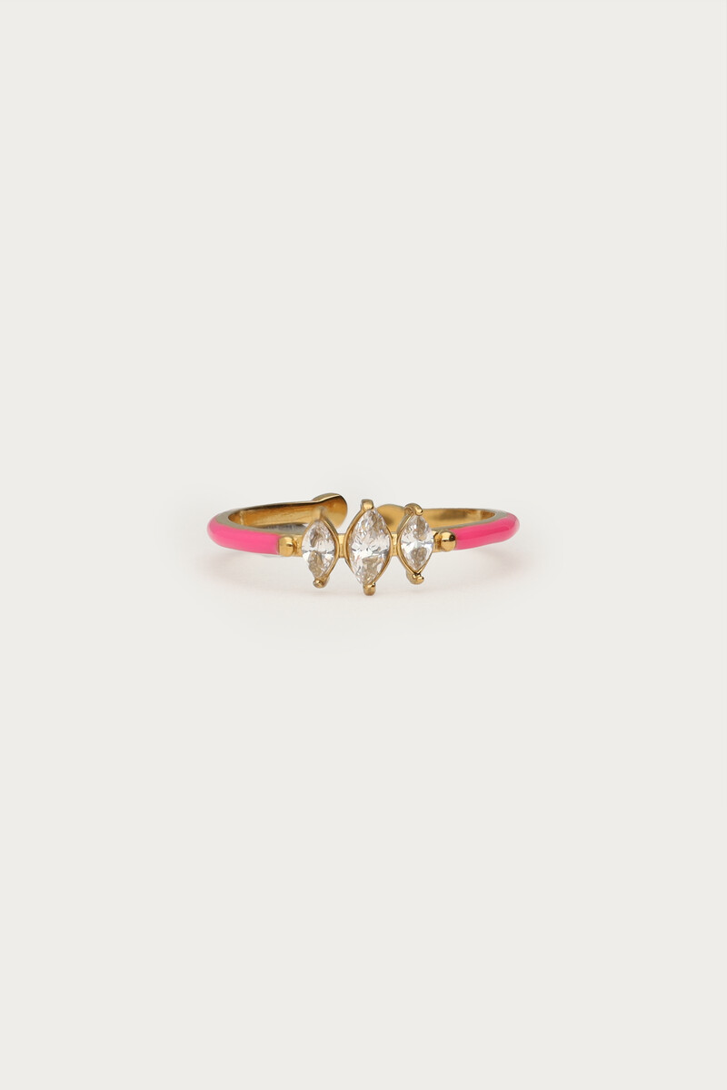 Pink minimalist ring with rhinestones | My Jewellery
