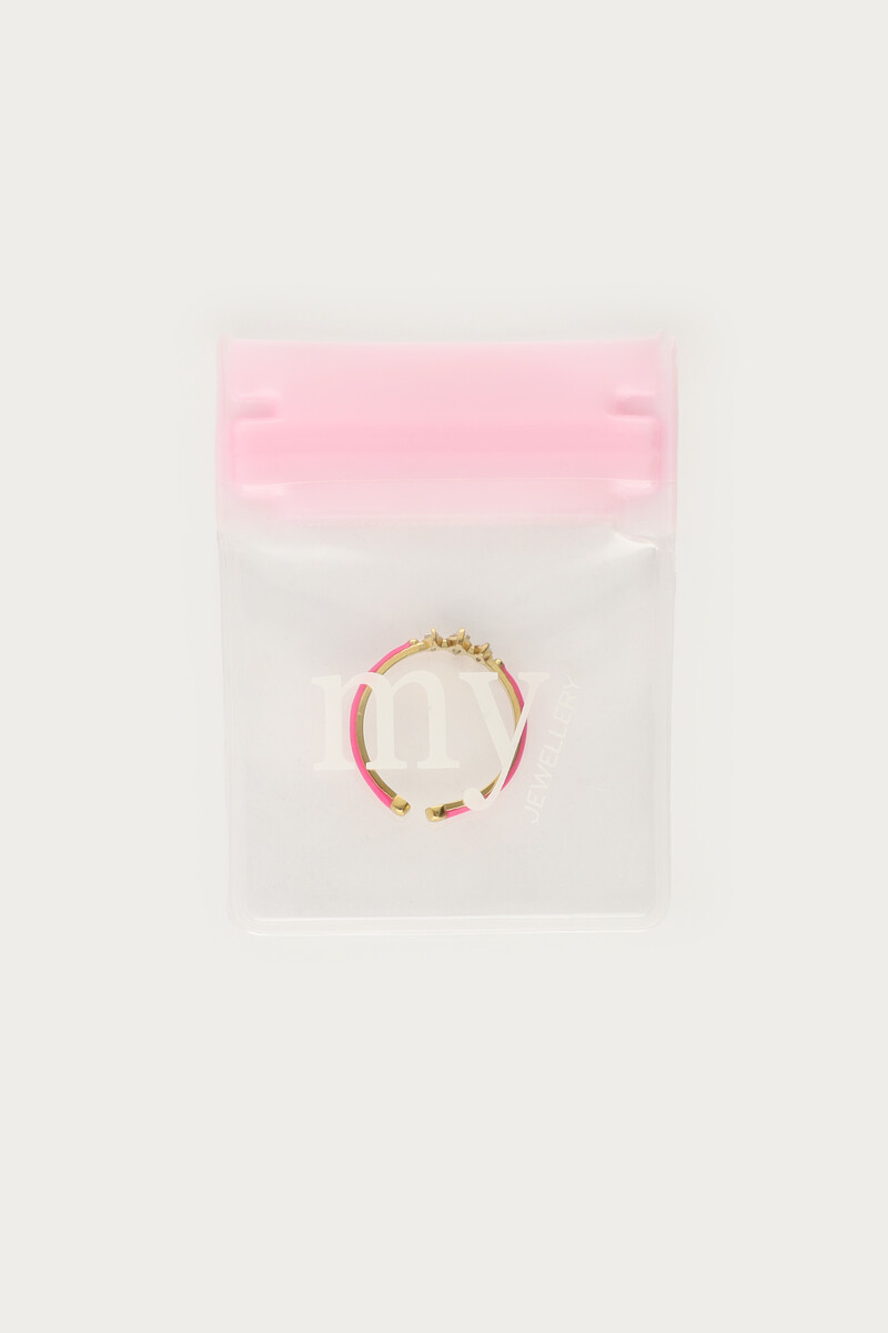 Pink minimalist ring with rhinestones | My Jewellery