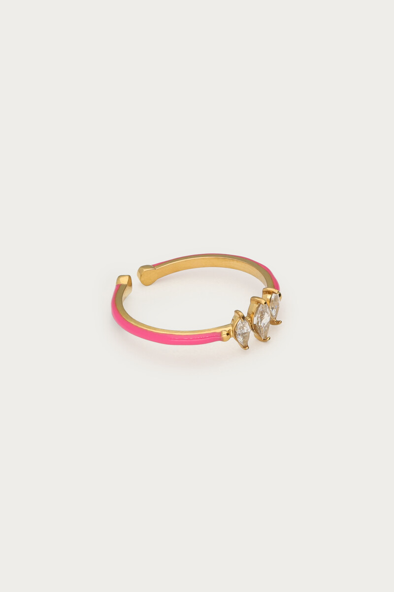 Pink minimalist ring with rhinestones | My Jewellery