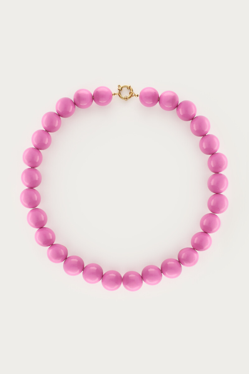 Roze ketting met grove kralen