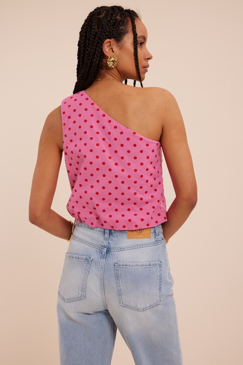 Pink one-shoulder top with polka dot | My Jewellery