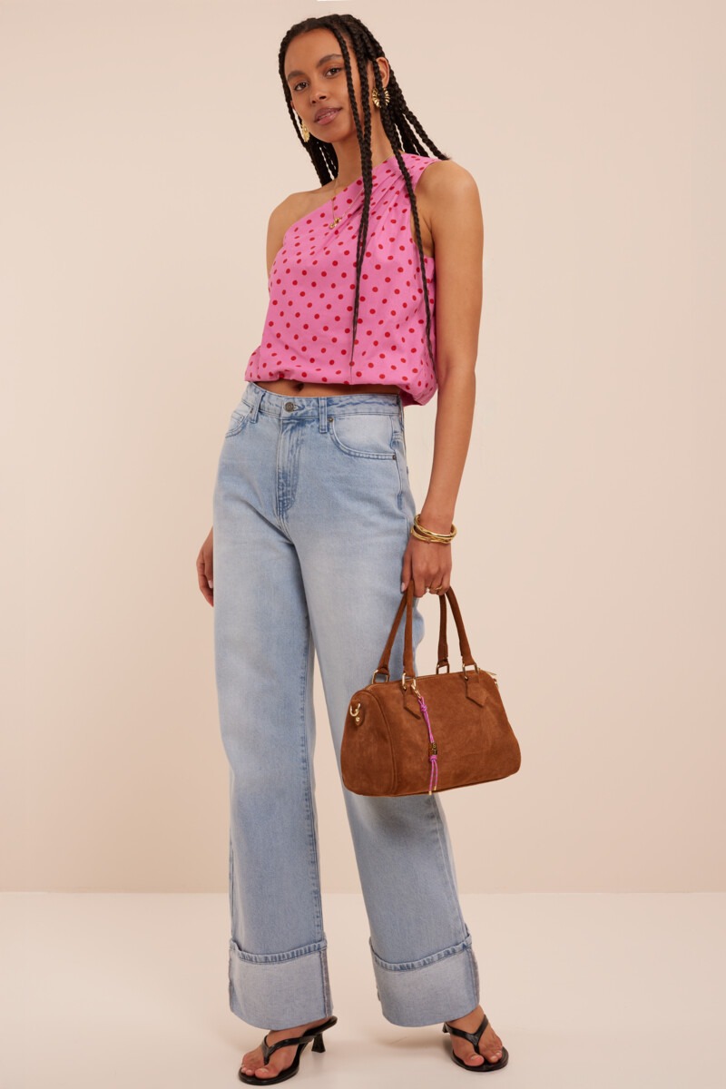 Pink one-shoulder top with polka dot | My Jewellery