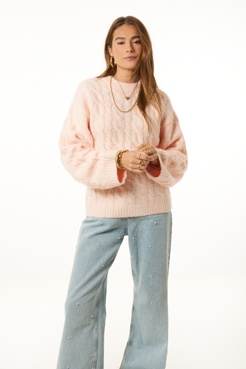 Pink oversized cable sweater | My Jewellery