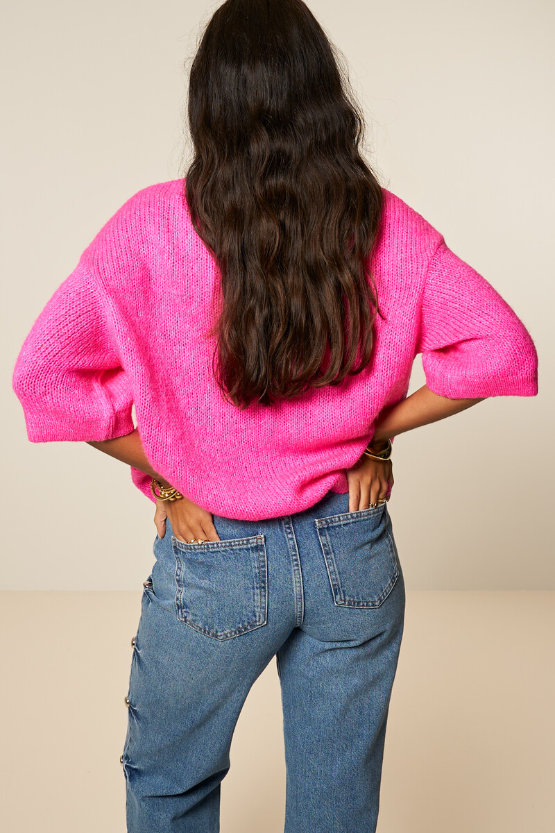 Pink oversized sweater with short sleeves | My Jewellery