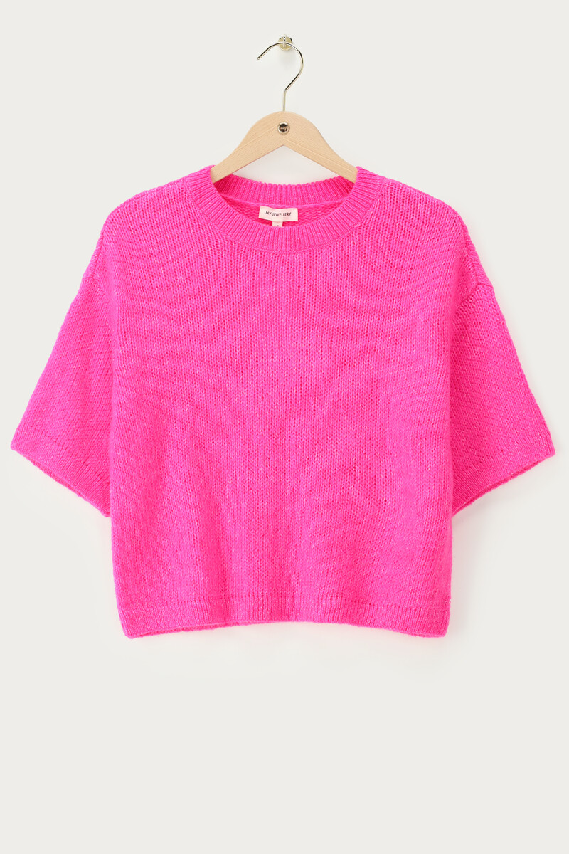 Pink oversized sweater with short sleeves | My Jewellery