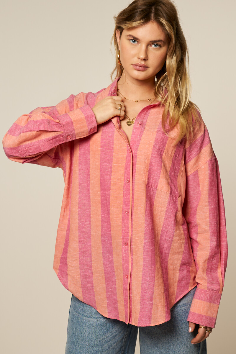 Pink oversized striped blouse | My Jewellery