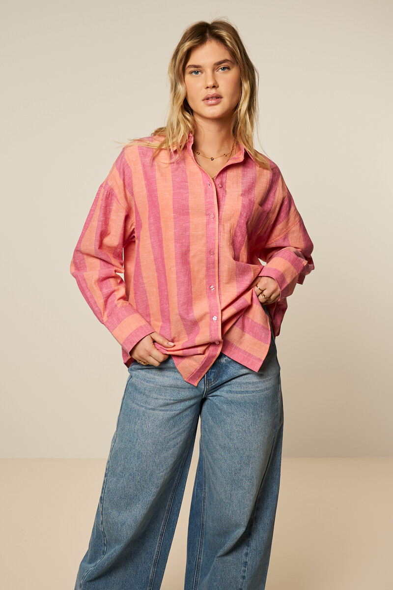 Pink oversized striped blouse | My Jewellery