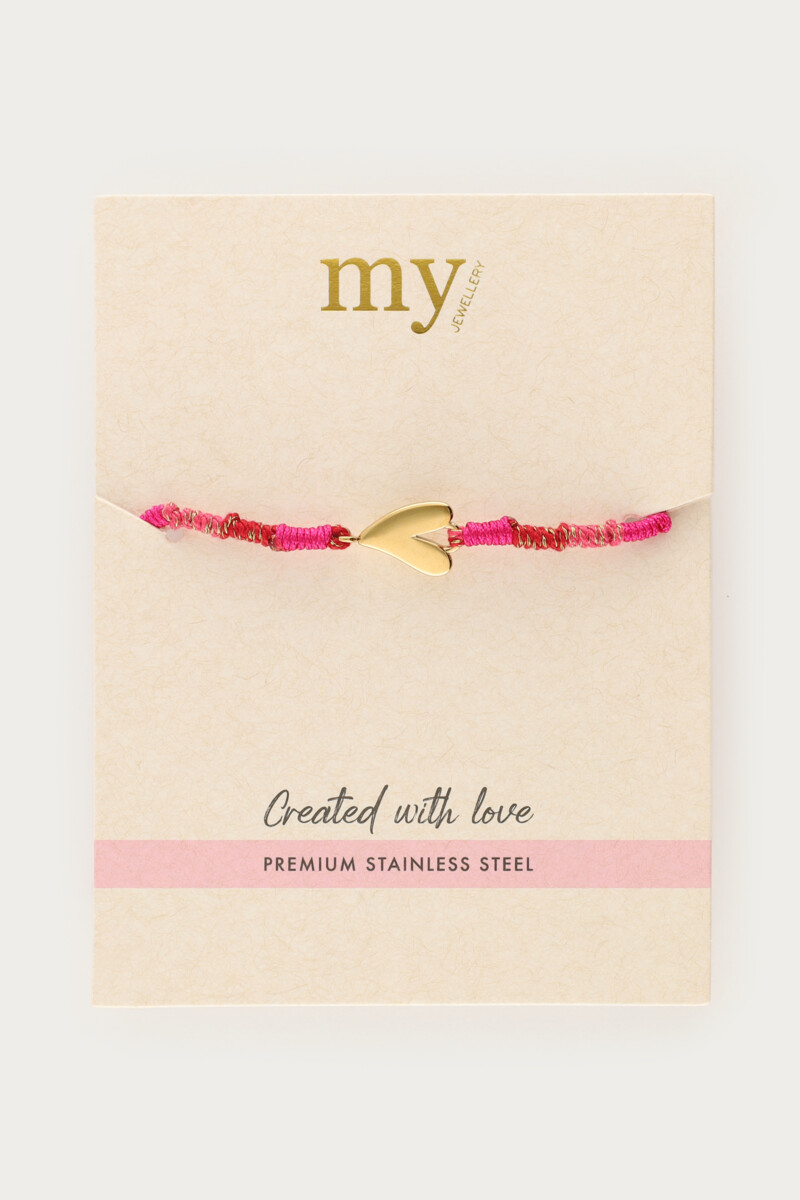 Pink rope bracelet with heart | My Jewellery