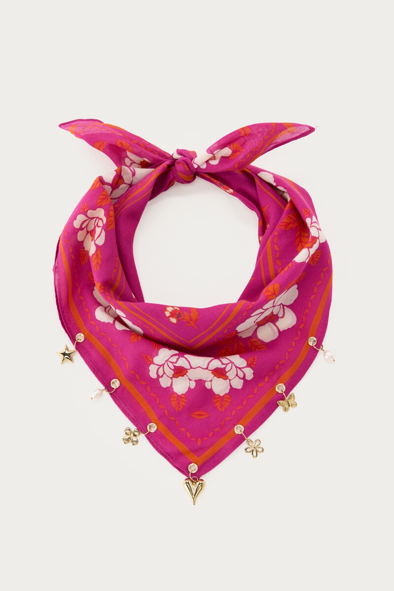Pink scarf with charms | My Jewellery