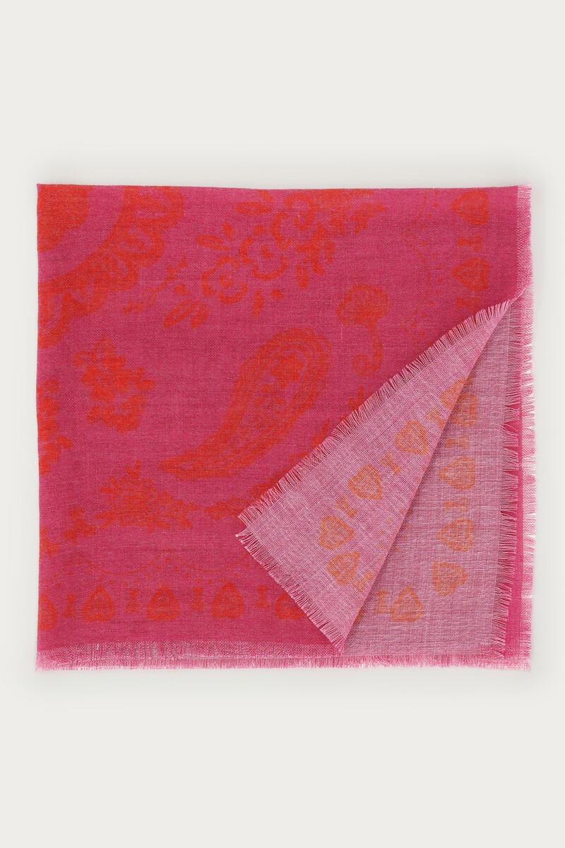 Pink scarf with red paisley print | My Jewellery