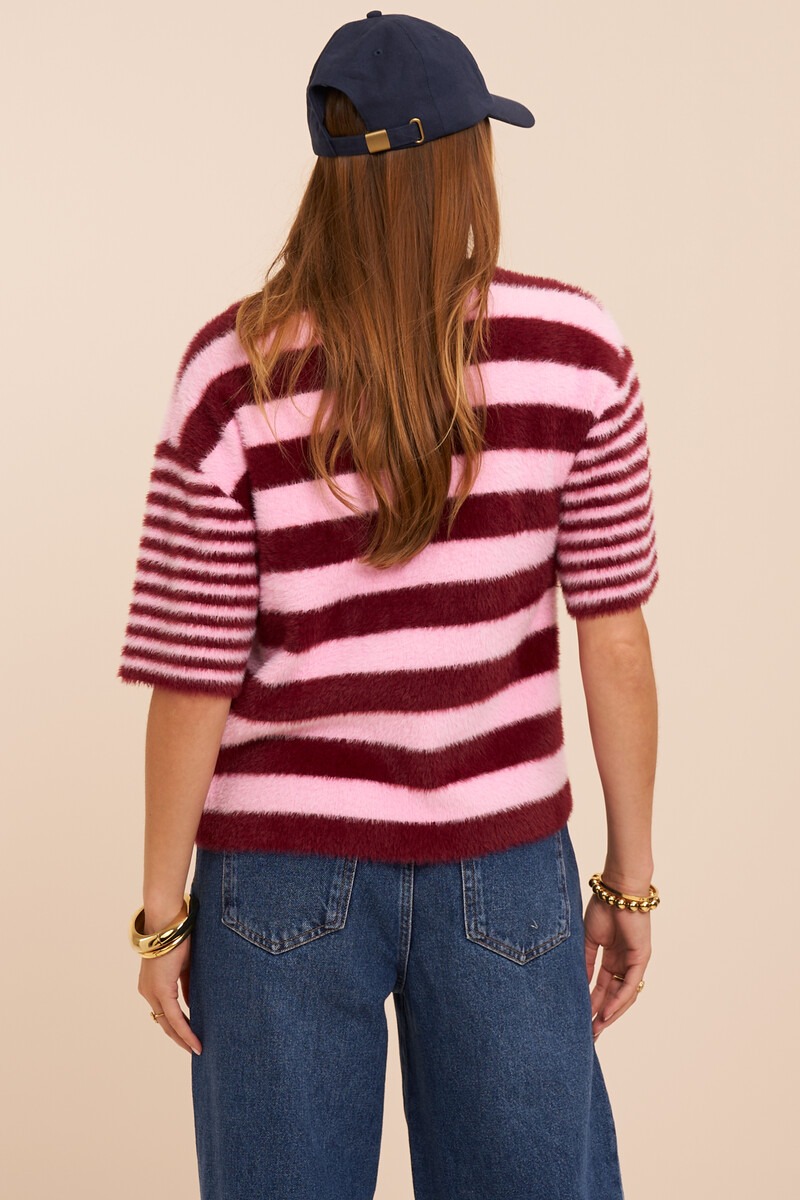 Pink shortsleeve striped knit | My Jewellery