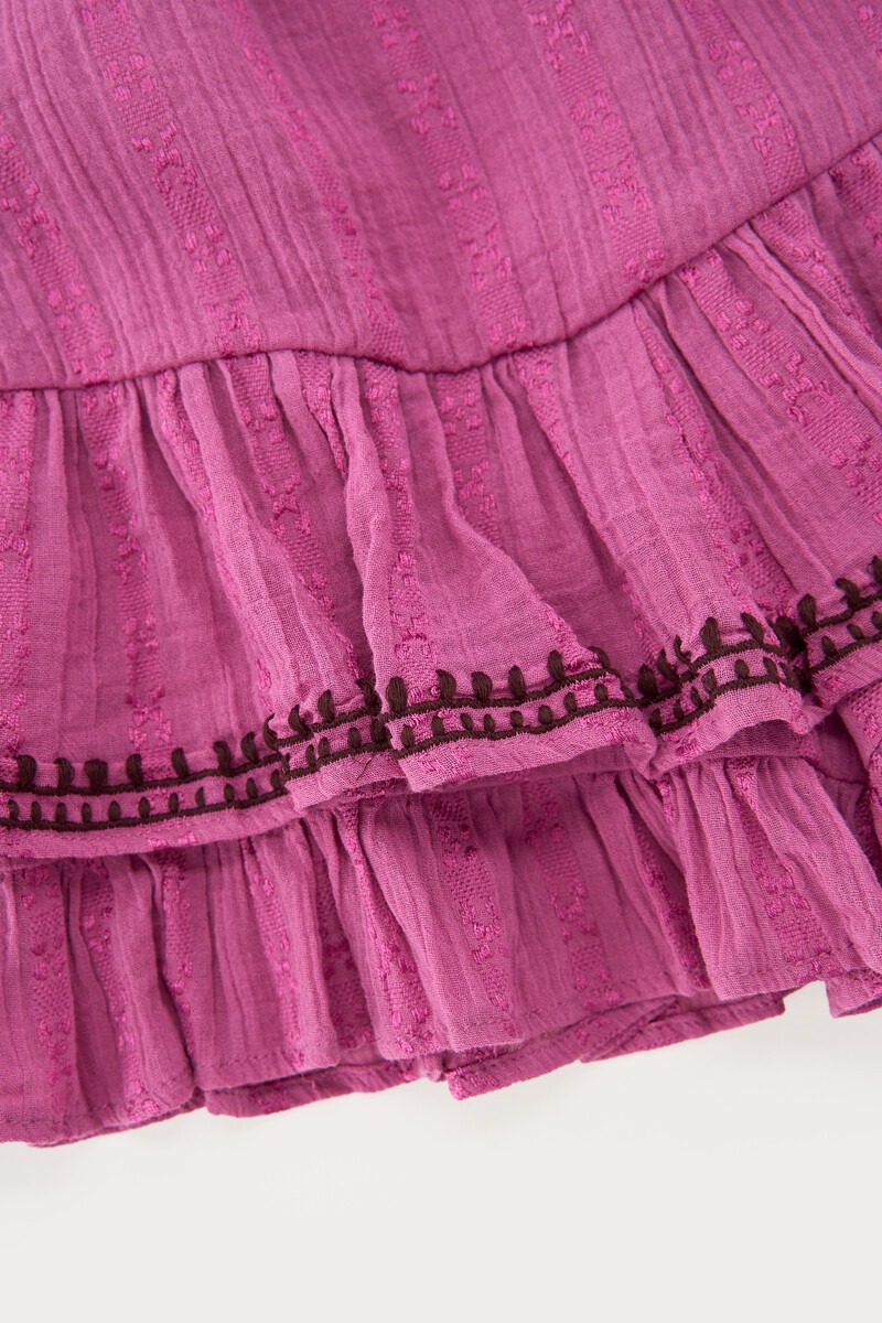 Pink skort with embroidery and ruffle details | My Jewellery