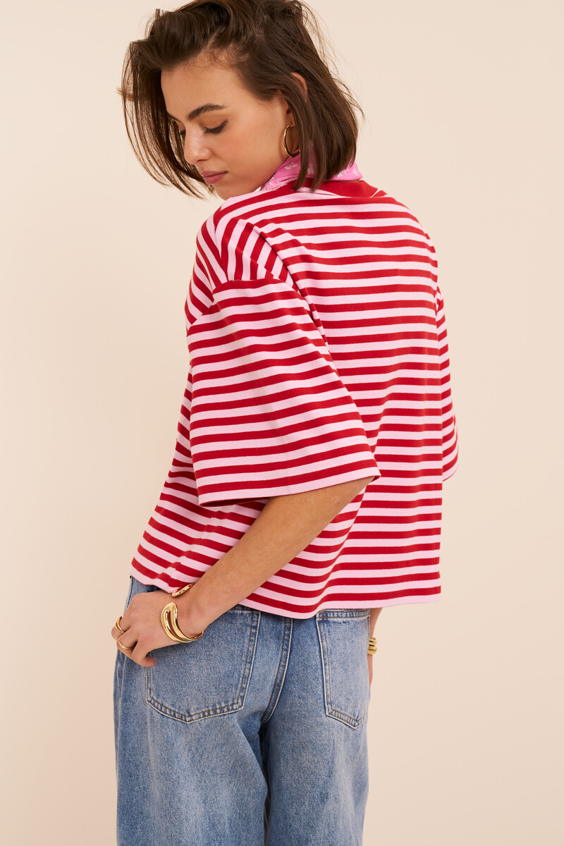 Pink striped boxy T-shirt | My Jewellery