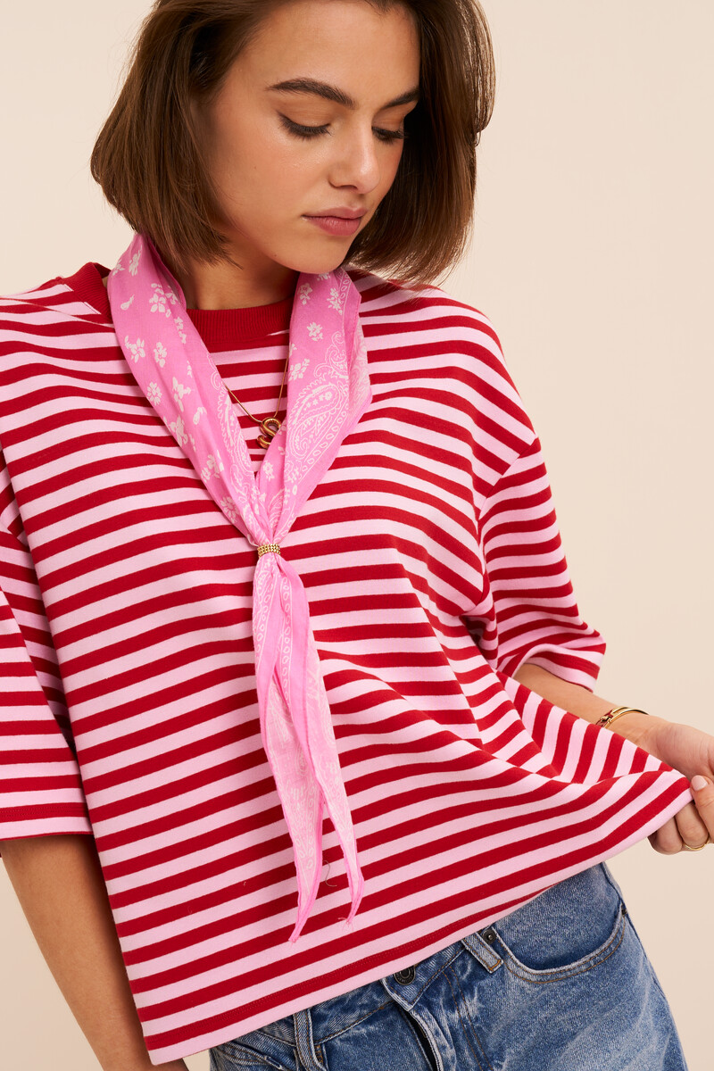 Pink striped boxy T-shirt | My Jewellery