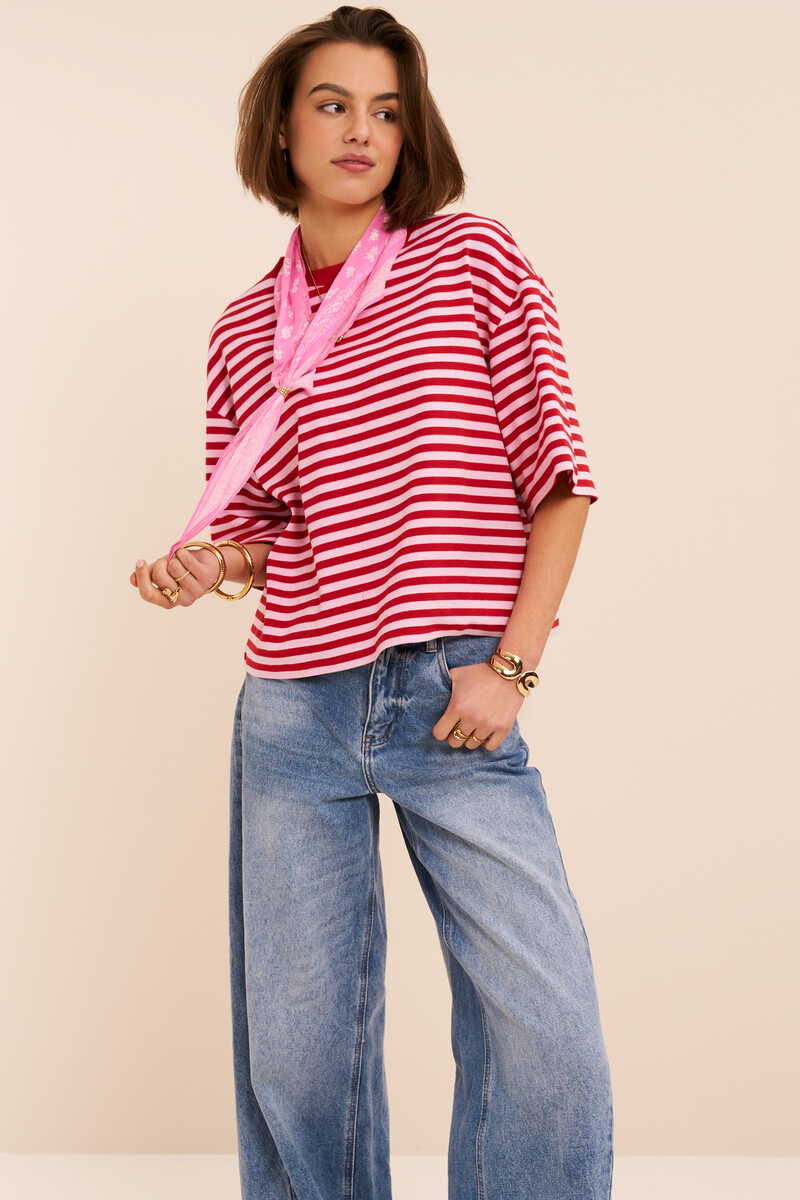 Pink striped boxy T-shirt | My Jewellery