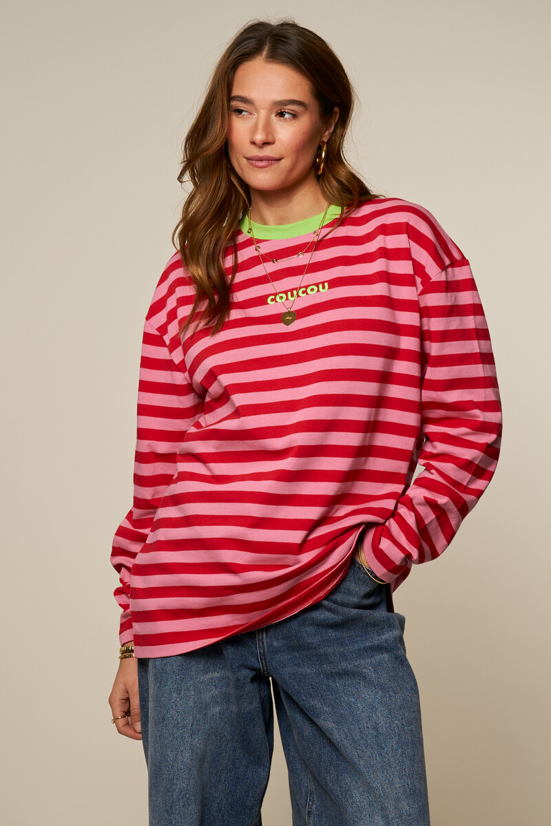 Pink striped long-sleeve T-shirt "CouCou" | My Jewellery