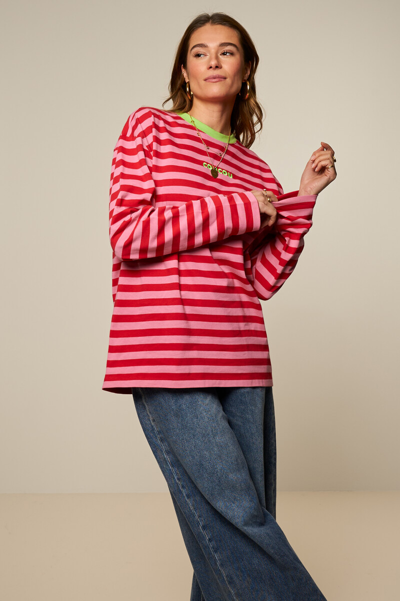 Pink striped long-sleeve T-shirt "CouCou" | My Jewellery