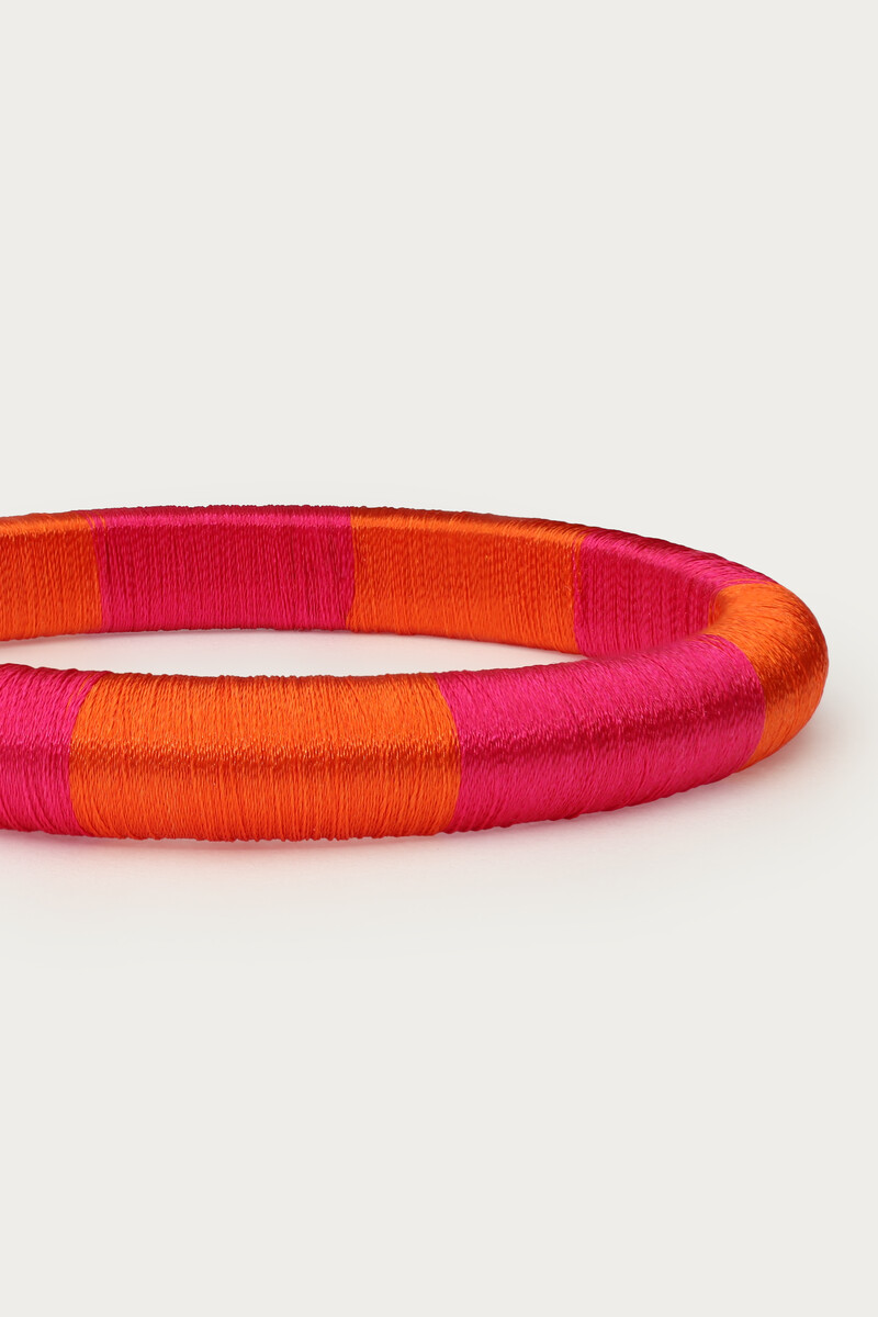Pink striped narrow yarn bangle | My Jewellery